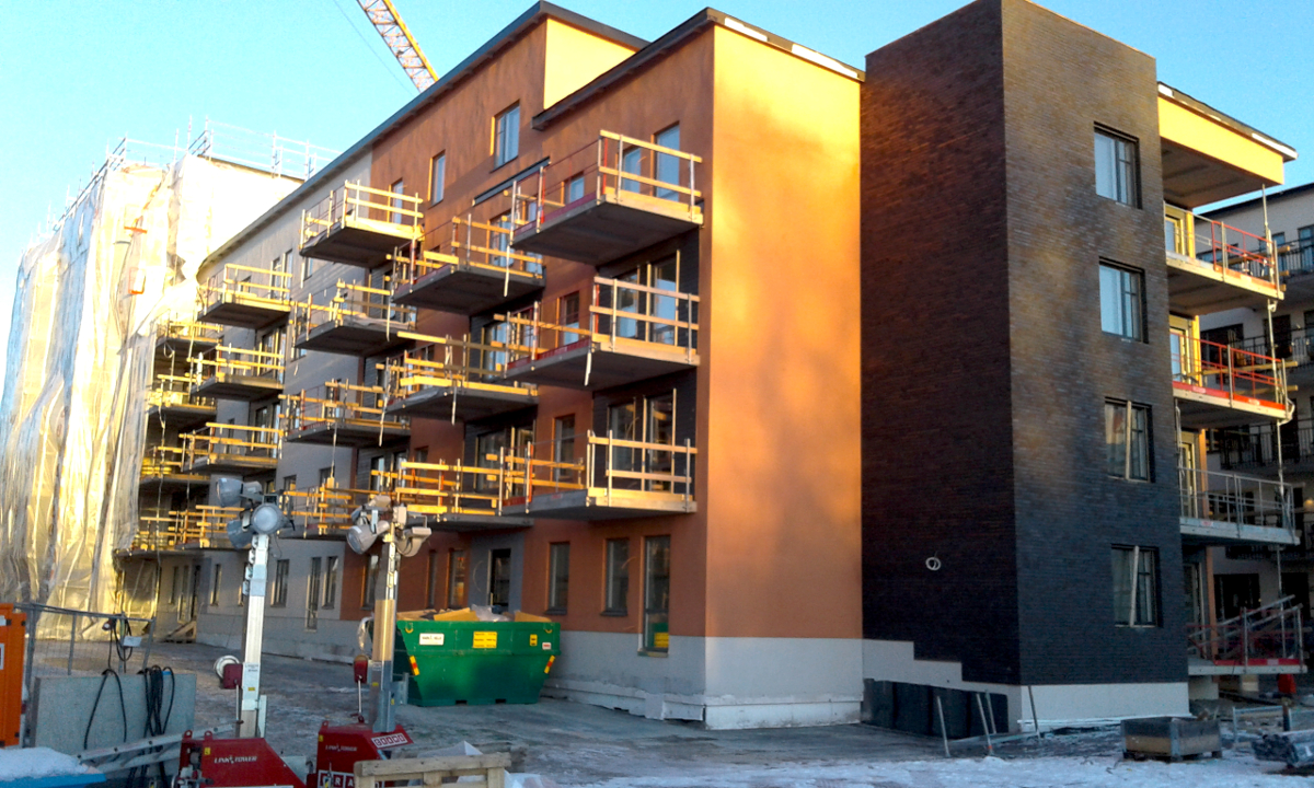 Wykonanie suchej zabudowy w dwóch budynkach mieszkalnych wielorodzinnych w miejscowości Uppsala, Gimogatan 10 (Szwecja).